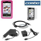 Durable Silicone Skin Soft Hot Pink Case + Rapid Car Charger + Home Travel Charger + USB Data Cable + Lcd Screen Protector for Lg Vx9700 Dare Verizon Cell Phone