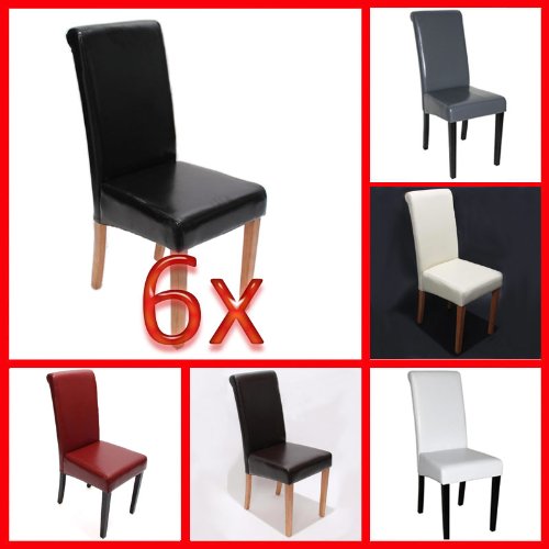 6x Esszimmerstuhl Stuhl Lehnstuhl Novara II, Leder