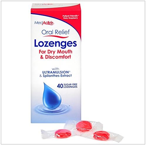 Medactive Oral Relief Dry Mouth Lozenges - Ruby Raspberry 40 CT (PACK OF 2)