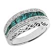 14K White Gold Blue and White Diamond Ring/Band