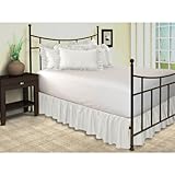 Poly Cotton Ruffled Bed Skirt with Split Corners, Full XL, 21" Drop, White