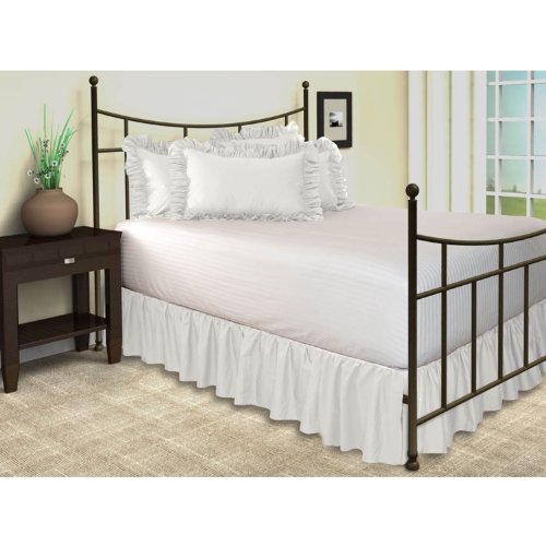 Poly Cotton Ruffled Bed Skirt with Split Corners, Twin, 18" Drop, White