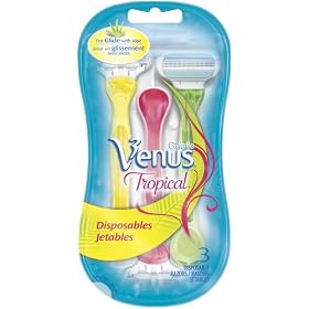 Venus Tropical Disposable Razor, 3 count (White)