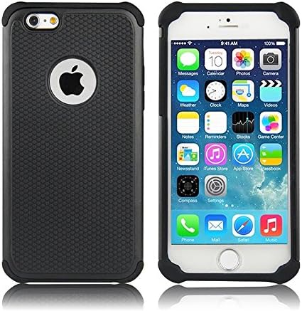 Hybrid Armor Rubber Combo Impact Silicone Case Cover for Iphone6(Black)