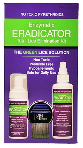 Lice & Nit Elimination ERADICATOR Kit, Natural Solution 3 Products with Terminator Lice Comb