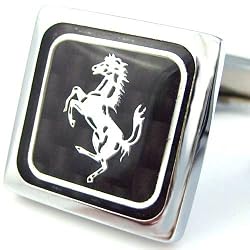 Silver Square Ferrari Carbon Fiber Back Ground Cufflinks Cuff Links