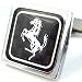 Silver Square Ferrari Carbon Fiber Back Ground Cufflinks Cuff Links