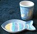 Hand Painted Tropical Fish Soap Dish & Matching Cup