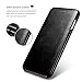 iPhone 7 Leather Case, Icarercase Genuine Vintage Leather Flip Folio Opening Cover in Curved Edge Design, Side Open Case with Hidden Magnetic Snap for Apple iPhone 7 (Black)