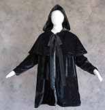 Lined Black Velvet Satin Cloak Coat Jacket Costume 2X Inspired by Jane Volturi in the New Moon Twilight Film