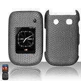Rubberized Black Grey Carbon Fiber Check Snap on Design Case Hard Case Skin Cover Faceplate for Blackberry Style 9670 + Free Cell Phone Bag