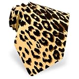 Men's Leopard Print Extra Long Silk Tie by Wild Ties in Tan/Taupe