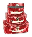 LOT DE 3 VALISETTES A POIS ROUGE/BLANC