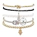 LUX ACCESSORIES Elephant Metal Leaf Pave Hamsa Evil Eye Dreamcatcher Arm Candy Stretch Bracelet Set