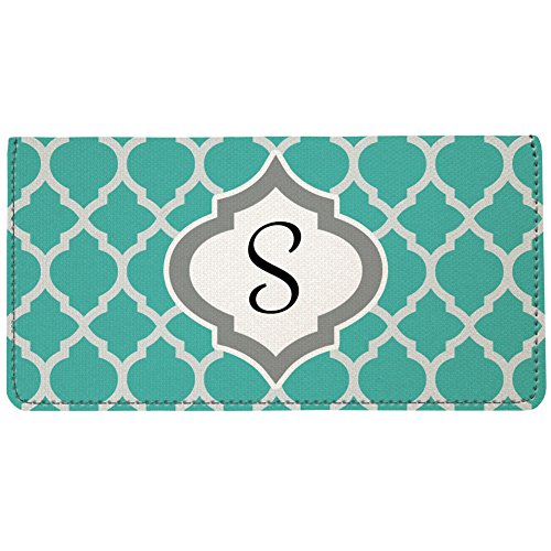 Snaptotes Personalized Monogram Teal Moroccan Checkbook Cover
