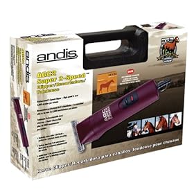  Andis 22330 AGC Super 2-Speed Professional Horse Clipper with Size T-84 Detachable Blade, Horse Grooming DVD, in Storage Case