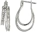 14k White Gold 15/16 (24mm) tall Hoop Earrings, w/ 0.60 Carat Baguette Diamonds