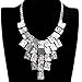 Vintage Silver Tone Oblong Slice Metal Square Pieces Pendant Necklace