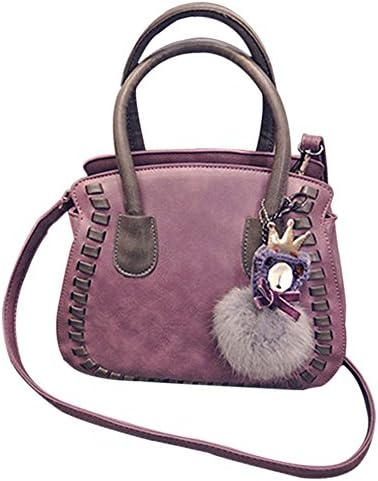 SHENGXILU Women's/Lady's PU Leather Retro Woven Handbag Fashion Crossbody Bag with Cute Pendant