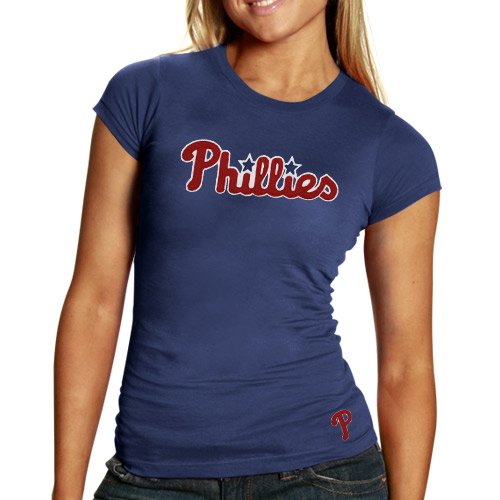 '47 Brand Philadelphia Phillies Ladies Fieldhouse Premium T-Shirt - Navy Blue (Small)