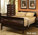 Queen Size Sleigh Bed Louis Philippe Style in Cappuccino Finish