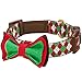 Blueberry Pet 4 Patterns Christmas Party Fair Isle Style Adjustable Dog Collar with Detachable Bow Tie, Medium, Neck 14.5