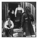 Historic Print (XL): A Norwegian woman about to start for America bidding her people farewell