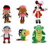 Disney Store Disney Junior Jr. Jake and The Never Land/Neverland Pirates Plush Stuffed Doll Toy Gift Set Including 12 Jake, 12 Izzy, 12 Cubby, 8 Skully, 12 Tick-Tock Croc the Crocodile, and 20 Captain Hook