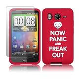 AIO"Now Panic And Freak Out" Lasred Silicone Case For HTC Desire HD + LCD Screen Protector