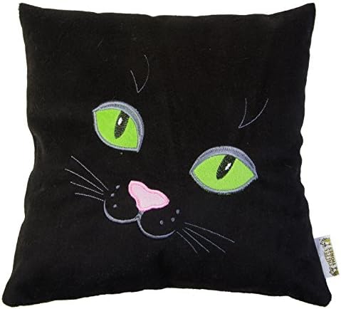 Tigres European 12" Fur Throw Pillow "Cat's Eyes", Deluxe Home Sofa Cushion Decorative, Black