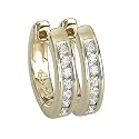 14K Yellow Gold 0.14 ct. Channel Set Diamond Huggie Earrings