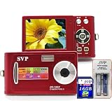 SVP DC-12DX-Red 12MP Max Thinnest DIGITAL CAMERA VIDEO w SOUND! (SVP 16GB SDHC Memory Card... by SVP