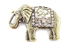 2 Pieces of Ladies Gold Iced Out Good Luck Elephant Brooch & Pin Pendant