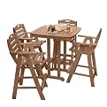 Poly-Wood Nautical Bar Table and Stools Collection - Teak