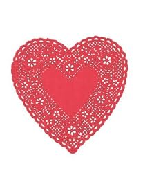 Fox Run 4-Inch Red Heart Paper Doilies, Pack of 24