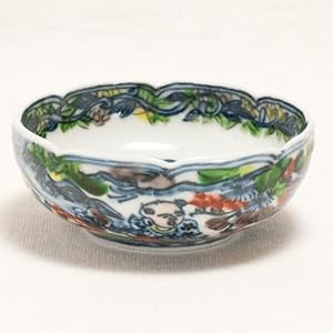 【クリックでお店のこの商品のページへ】着彩唐子遊戯絵に雲龍図 豆鉢