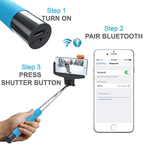 Selfie Stick With Bluetooth Remote Shutter - Extendable & Portable Monopod Stick for Taking Photos, Videos with Adjustable Phone Holder of 180 Degree Rotation - Improve your selfies - 100% Guarantee!