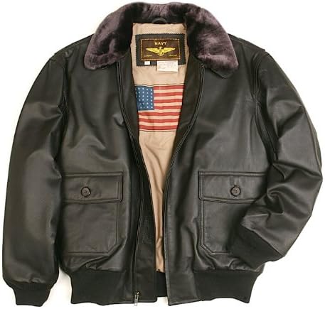 Landing Leathers Men's Navy G-1 Leather Flight Bomber Jacket