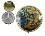 Vintage Style Oriental Dragon Gold Compact - Makeup Holder - Vintage Compact