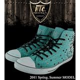 【HTC】 2011s/sモデル スタッズハイカットスニーカー/ターコイズ