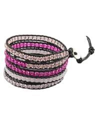 Sports: Chariot Trading - Vintage Style Friendship Weaving Leather Five Wrap Bracelet Pink Crystal Beads Jewelry For Women CLJ108 - CJ-BG-000305 - Chariot Trading