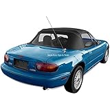 Mazda Miata, 1989-1997 Cabrio Vinyl Complete Convertible Top Replacement (For 1989-1997) with Clear Plastic Window, Black