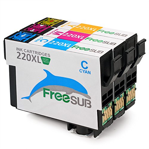 FreeSUB 2 Set+2 Black Replacement For Epson 220 Ink Cartridges High