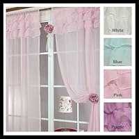 Beautiful Chiffon Sheer CanCan Curtain 84'L Set - Pink