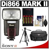 Nissin Digital Speedlite Di866 Mark II Flash (ADI/P-TTL) with Batteries & Charger + Case + Tripod + Cleaning Kit for Sony Alpha DSLR-A560, A580, A900, SLT-A33, A35, A65 & A77 Digital SLR Camera