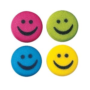 Happy Face Cakes - (Smiley) Cakes or Cupcakes Edible Hard Sugar Shape Decorations 8 per package