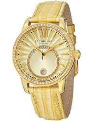Stuhrling Original Womens 544.1135A15 Vogue Audrey Dawn Swiss Quartz Swarovski Crystal Date Gold Tone Watch