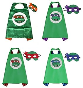 (TMNT Bundle (4 capes)) ROXX Superhero Superman Kids Girl And Boy Cape and Mask Costume for Child