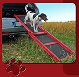 Hunderampe Rampe Rot Holz nur 4 KG leicht fuer Hunde NEU
