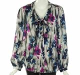 AK Anne Klein Floral Print Tie Front Blouse